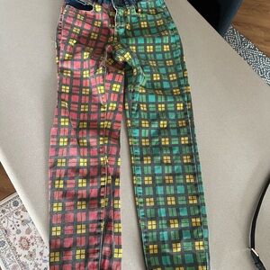 Colorblock Plaid High-Waist Pants - Red & Green with Yellow Accents Ragged brand
